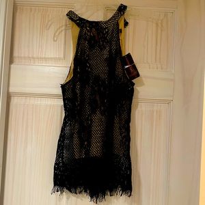 Womens black lace crop top